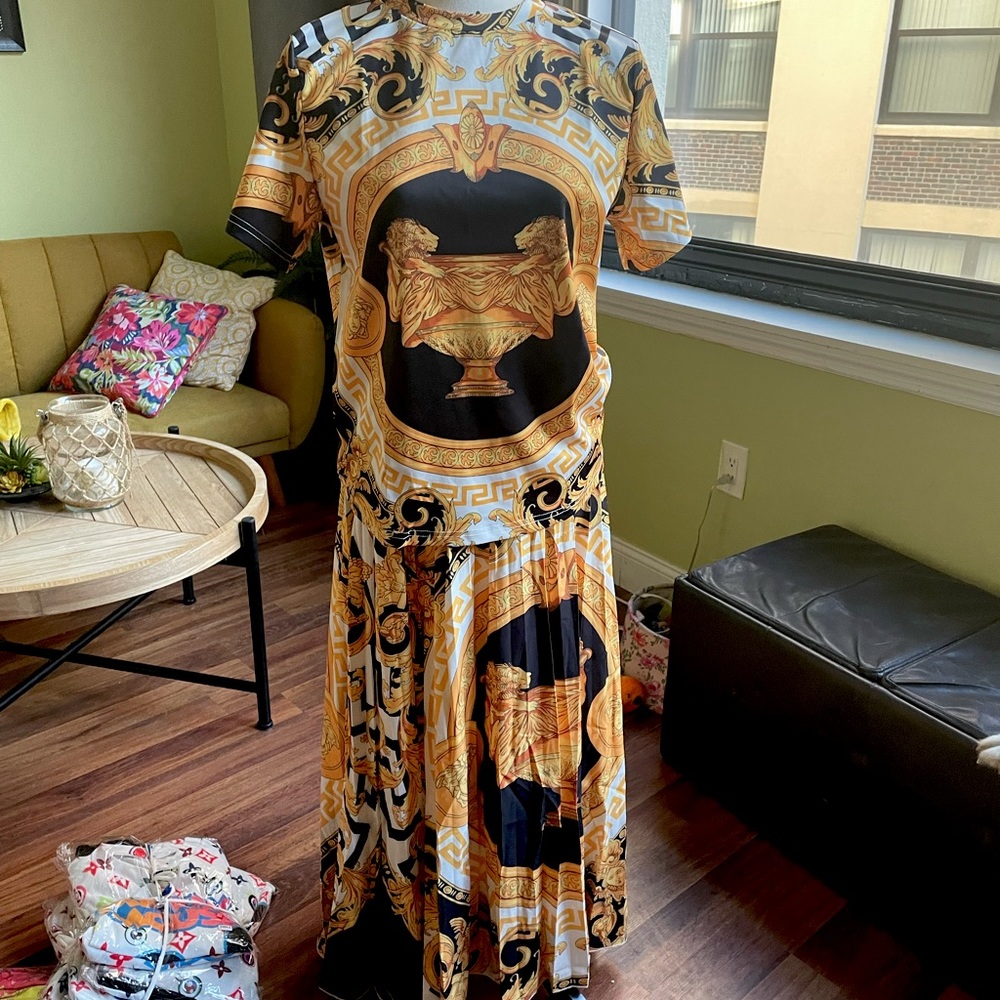 Medusa Print Skirt and Top Set